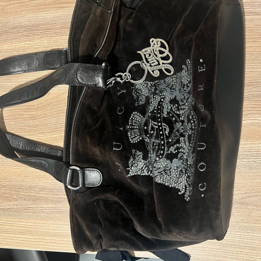 Juicy Couture Black Velvet Bag with Silver Accents